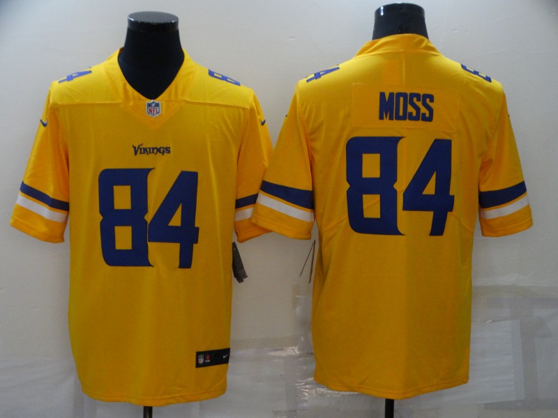 Men's Minnesota Vikings Randy Moss #84 Gold Team Inverted Jersey